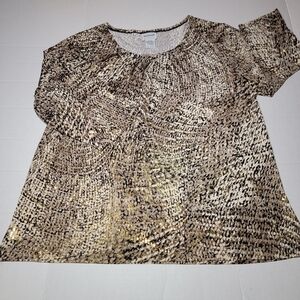 💚Bon Worth Womens Top Snake Skin Pattern‎ With Gold Sequins Size Large